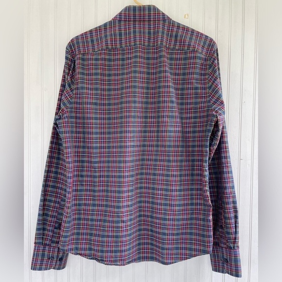 UNTUCKit Men's Red Blue Plaid Walker Road Long Sleeve Button Down Size Medium - Picture 2 of 7